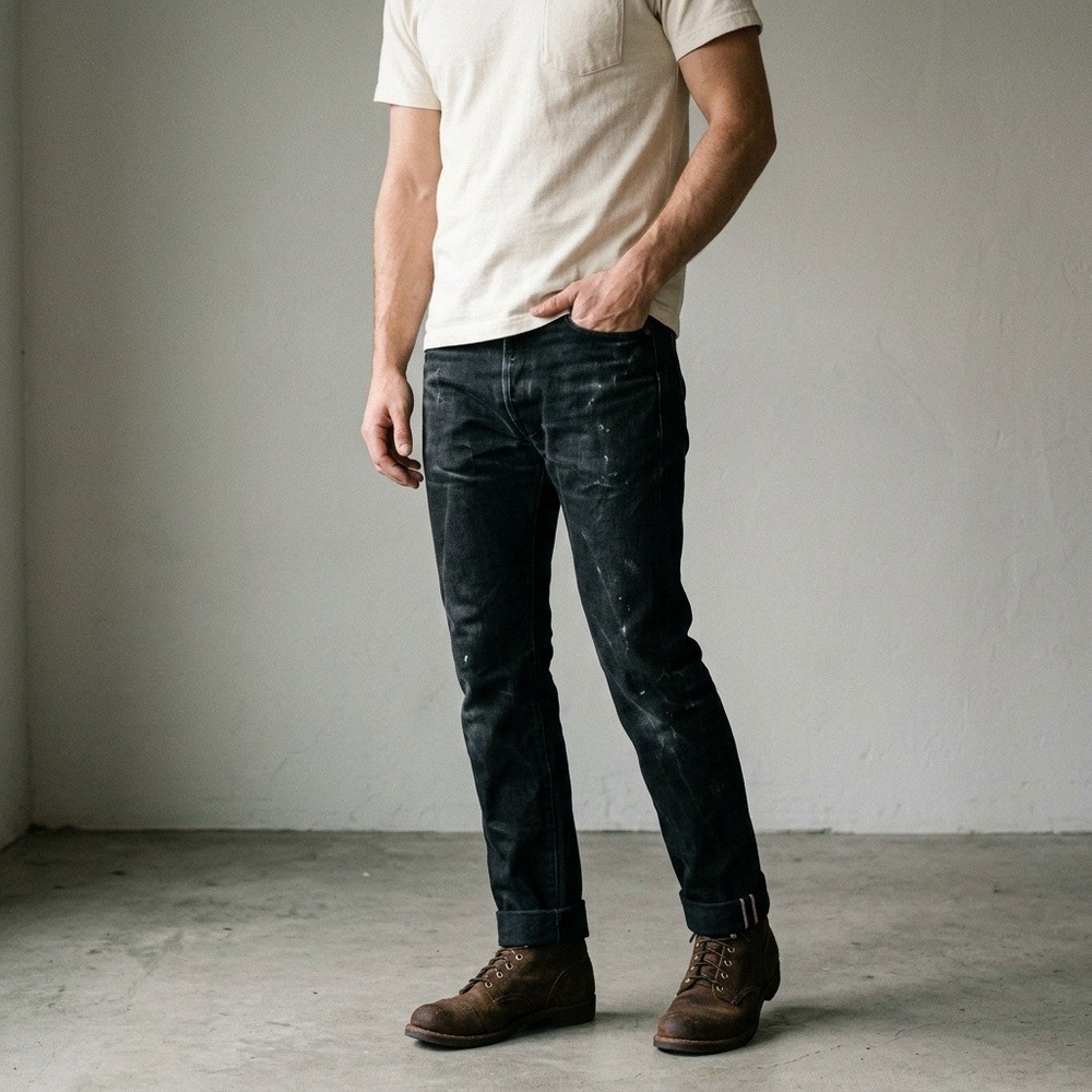 3sixteen Mens Jeans 30 Black Selvedge Denim Distressed Thrashed Workwear